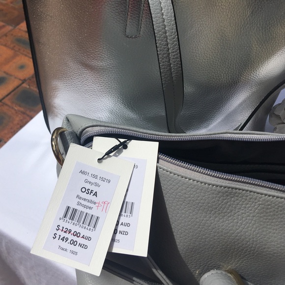 NWT Marcs Metallic Silver/Grey Reversible Shopper Tote Bag/Shoulder Bag - Picture 11 of 15